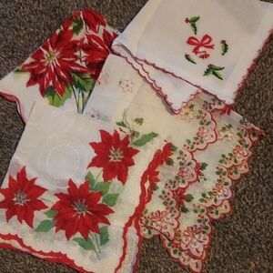 Vintage, Festive Red and White Handkerchief
